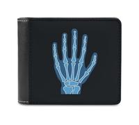 Jubonexis X-ray of Human Hand Blue Soft PU Leather Bifold Wallet, Coin Purse Credit Pass Case, Durable Card-Holder Slim Billfold for Men Woman Money Storage