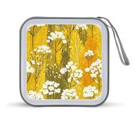 Jubonexis Yellow and White Floral Flower CD Case DVD Storage Case Portable