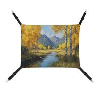 Jubonexis Yellow Aspen Trees Mountains River Breathable Pet Hammock with Adjustable Straps Reversible Cat Hanging Bed Dog Mats