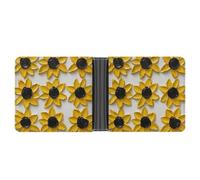Jubonexis Yellow Daisies Flower with Black Center Soft PU Leather Bifold Wallet, Coin Purse Credit Pass Case, Durable Card-Holder Slim Billfold for Men Woman Money Storage