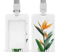 Jubonexis Yellow Flower with Green Elements ID Badge Holder Retractable Clip Card Holder Card Protector Name Badge Name Tag for Work Office Doctor Nurse