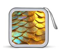 Jubonexis Yellow Golden Dinosaur Scales Tail CD Case DVD Storage Case Portable for Car Home Travel