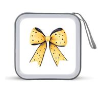 Jubonexis Yellow Ribbon with Polka Dots CD Case DVD Storage Case Portable for Car Home Travel