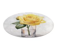 Jubonexis Yellow Rose in A Glass Vase Large Round Carpet Area Rug Mat Modern Non Slip Circular Rugs 36inch(90cm)