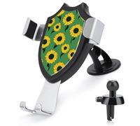 Jubonexis Yellow Sunflowers on Green Car Phone Holder Mount Triangle Clip Base Air Vent Cell Phone Car Mount Automotive Accessories for 4-6 Inches Cell Smartphones