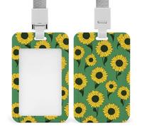Jubonexis Yellow Sunflowers on Green ID Badge Holder Retractable Clip Card Holder Card Protector Name Badge Name Tag for Work Office Doctor Nurse