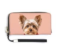 Jubonexis Yorkshire Terrier Wearing A Red Sweater PU Leather Clutch Long Bifold Wallet, Coin Purse Credit Pass Case, Durable Card-Holder Money Storage for Women Men