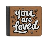 Jubonexis You are Loved on Brown Soft PU Leather Bifold Wallet, Coin Purse Credit Pass Case, Durable Card-Holder Slim Billfold for Men Woman Money Storage