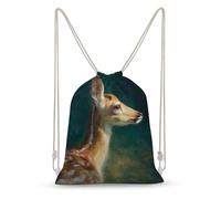 Jubonexis Young Fawn with White Spots Drawstring Backpack Canvas String Bag Lightweight Sports Gym Bag for Men Women