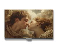 Jubonexis Young Man and Woman Falling in Love Business Card Holder, Pocket Slim Metal Business Card Case for Women Men