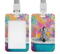 Jubonexis Zebra in A Bathtub ID Badge Holder Retractable Clip Card Holder Card Protector Name Badge Name Tag for Work Office Doctor Nurse