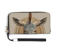 Jubonexis Zebra in Futurist Costume PU Leather Clutch Long Bifold Wallet, Coin Purse Credit Pass Case, Durable Card-Holder Money Storage for Women Men