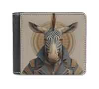 Jubonexis Zebra in Futurist Costume Soft PU Leather Bifold Wallet, Coin Purse Credit Pass Case, Durable Card-Holder Slim Billfold for Men Woman Money Storage