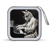 Jubonexis Zebra Playing The Piano CD Case DVD Storage Case Portable for Car Home Travel
