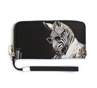 Jubonexis Zebra Playing The Piano PU Leather Clutch Long Bifold Wallet, Coin Purse Credit Pass Case, Durable Card-Holder Money Storage for Women Men