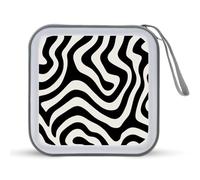 Jubonexis Zebra Skin Waves Pattern CD Case DVD Storage Case Portable for Car Home Travel