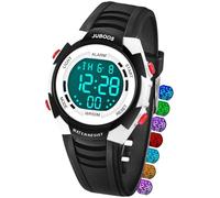 Juboos Children's Digital Watches, 7 Colors LED Light Kids Sports Waterproof Digital Watches with Alarm/Timer, Children's Watches Outdoor Watch for Boys Girls (Blue) (Black)