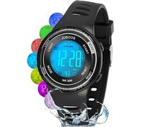 Juboos Kids Digital Watch,Watches for Boys Girls,Children's Waterproof Wrist Watches with Print and 7 Colourful Lights,Toddler Watch with Soft Strap for Boys Girls Age 5-16