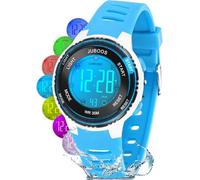 Juboos Kids Digital Watch,Watches for Girls Boys,Children's 30M Waterproof Wrist Watches with 7LED Colourful Lights,Toddler Watch with Soft Strap for Boys Girls (Light Blue)