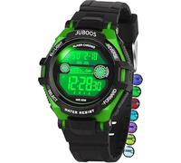 Juboos Kids Digital Watches, 7 Colours LED Light, Waterproof, Alarm, Stopwatch, Outdoor Watch for Children 5-16 Years, black green, Modern