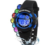 Juboos Kids Watch Digital for Boys Girls 5-12, 3ATM Waterproof LED Colorful Lights Sport Children Watch with Alarm Clock, Stopwatch, Black, Modern
