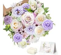 Jubor Artificial Flowers Purple, Dusty Rose Artificial Silk Flowers for DIY Wedding Bridal Bouquets Centerpieces Arrangements Baby Shower Party Home Decorations