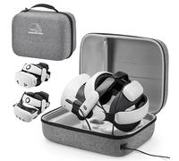 Jubor Bag for Meta Quest 3S/3/2/Pico 4, Travel Storage Carry Bag Compatible with Kiwi Design/BOBOVR Battery Elite Strap and Other Accessories, Waterproof Shockproof Carry Bag with Charging Port, Grey