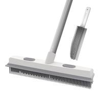 Jubor Floor Scrubing Brush, 2 in 1 Scrape and Brush with Long Handle 136cm, Heavy Duty Silicone Floor Scrub Brush, Telescopic Shower Scrubber for Cleaning Bathroom, Title, Kitchen, Patio, Garage