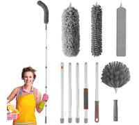 JUBORUI 10 Pieces Duster for Dust, Extendable Cobwebs, Telescopic Duster in Aluminium 55-230 cm, Dust Broom Cleaning Ceiling Fans, Shutters, Cobwebs Cleaning, Roofs.