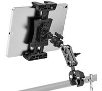 JUBORUI iPad Holder for Exercise Bike, 360 Adjustable Tablet Clamp Mount for Spin Bike, Tablet Mic Music Stand for iPad Pro 12.9, Air, Mini, Galaxy Tabs All 4.7-12.9" Tablets Smartphones