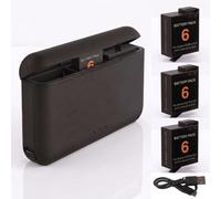JUBOTY 3 x 2100 mAh Li-ion Action 6 5 Pro 4 3 Battery with Intelligent Charging Storage Box, Compatible with DJI Osmo 360/Action 6/Action 5/Action 5 Pro/Action 4/Action 3 Camera