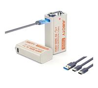 JUBOTY 3600mWh 9V Rechargeable Li-ion Battery - Quick Charge in 1.5 Hours, Perfect for Smoke Detectors, Metal Detectors, Microphone, Toys, Multimeter, Electric Guitar, Torches, Walkie-talkie, Etc