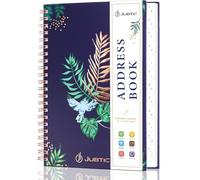 JUBTIC Hardcover Address Book with Alphabetical Tabs, Spiral Bound Address Book with Refillable Pages Medium Telephone book in ddress, Password, Contact, Tel, Email, Important Date for Home Office