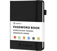 JUBTIC Password Book with Alphabetical Tabs Medium Size Password Keeper Logbook for Internet Log in Website Address Detail. Hardcover Password Notebook Journal & Organizer for Home Office, Black