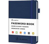 JUBTIC Password Book with Alphabetical Tabs. Medium Size Password Keeper Logbook for Internet Website Address Log in Detail. Hardcover Password Notebook & Organizer for Home Office, Navy Blue