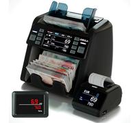Jubula MV-550 Money Counting Machine | Mixed Denominations & Counterfeit Detector | 2CIS / UV/MG/IR/DD | GBP EUR USD SEK CHF etc. | Banknote Counter (MV-550+Printer)