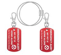 JUCARA Emergency Alert Luggage Tag, My Pet is Home Alone See Pet Wallet Card for Details Double Sided Laser Engraving for Zipper Pull Bag Key Tag