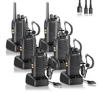 JUCJET 88E Walkie Talkie Long Range, Rechargeable 2 Way Radio for Adults with 16 Channels, VOX, USB Charging Base, PMR446 License-free, Handheld Walkie Talkie Rugged for Rescue, Security (6 Pcs)
