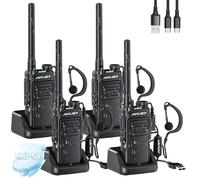 JUCJET EP31 (4 pieces) Walkie Talkies IP54 waterproof, 16 Channel Handheld Walkie Talkies PMR446 ith 2-in-1 Type-C Charging Cable&USB Charging Station