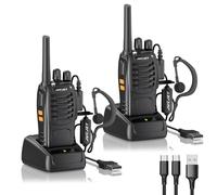 JUCJET Walkie Talkies, 88E Upgraded PMR446 Walkie Talkie, Two-Way Radio Rechargeable Walkie Ttalkie, With Original Earpieces, Reliable Long Range 2-Way Radios, Professional & Easy To Use (2 Pack)
