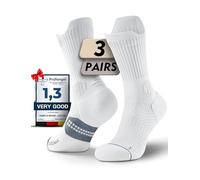 Juclise Compression Running Crew Socks Coolmax Bamboo Moisture Wicking Cushioned Anti-Blister Walking Hiking Tennis sports trainer gym golf support White 12-15