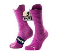 Juclise Compression Running Crew Socks For Women, Moisture Wicking Cushion Anti-Blister Hiking Athletic Socks (UK, Numeric, 8, 12, Regular, Regular, Rose Red)