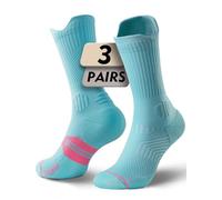 Juclise Compression Running Crew Socks For Women, Moisture Wicking Cushion Anti-Blister Hiking Athletic Socks (UK, Numeric, 3, 5, Regular, Regular, Aqua Green)