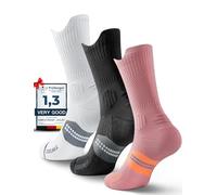 Juclise Compression Running Crew Socks For Women, Moisture Wicking Cushion Anti-Blister Hiking Athletic Socks (UK, Numeric, 5, 8, Regular, Regular, Black+White+Pink)
