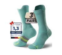 Juclise Compression Running Crew Socks For Women, Moisture Wicking Cushion Anti-Blister Hiking Athletic Socks (UK, Numeric, 3, 5, Regular, Regular, Wall Green)