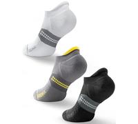 Juclise Coolmax Bamboo Compression Tab Running No Show Socks Men Moisture Wicking Cushioned Anti-Blister Breathable (UK, Numeric, 8, 12, Regular, Regular, Classic Black+Glacier White+Midnight Grey)