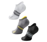 Juclise Coolmax Bamboo Compression Tab Running No Show Socks Men Moisture Wicking Cushioned Anti-Blister Breathable (UK, Numeric, 12, 15, Regular, Regular, Classic Black+Glacier White+Midnight Grey)