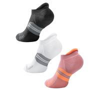 Juclise Coolmax Bamboo Viscose Compression Running No Show Sock Women, Moisture Wicking Cushion AntiBlister Athletic (UK, Numeric, 5, 8, Regular, Regular, Classic Black+Glacier White+Dusty Pink)