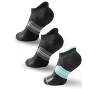 Juclise Coolmax Bamboo Viscose Compression Running No Show Sock Women, Moisture Wicking Cushion AntiBlister Athletic Ankle (UK, Numeric, 8, 12, Regular, Regular, Classic Black*2+Aqua Black*1)