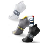Juclise Coolmax Compression Running No Show Socks Bamboo Sport Golf Walking Moisture Wicking Cushioned Anti-Blister Seamless Classic Black+glacier White+midnight Grey 5-8